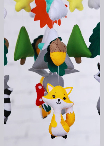 Дитячий музичний мобіль на ліжечко для немовлят WooolyWool «Лісові друзі» з 35 мелодіями (М040) No Brand (342757962)