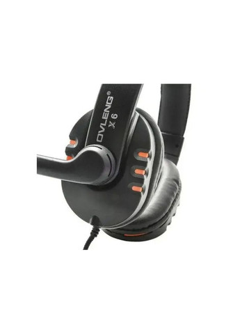 Игровые наушники накладные с микрофоном для компьютера кожзам 32Ом 20Гц-20кГц 3,5мм (mini-jack) X6 Черно-оранжевый Ovleng (350349077)