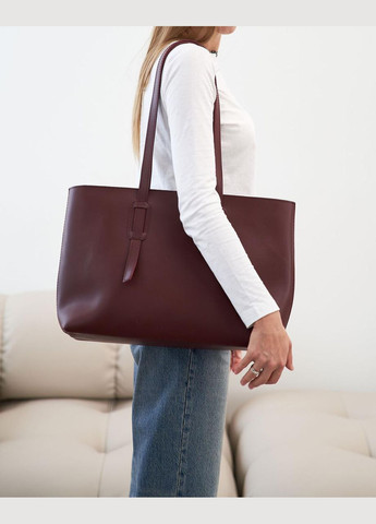 Жіноча сумка-тоут з внутрішньою кишенею з екошкіри бордова «Бамбі» WeLassie (307286860)