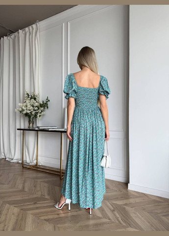 Зеленое повседневный, вечернее, кэжуал женское платье FINO Mode в горошек