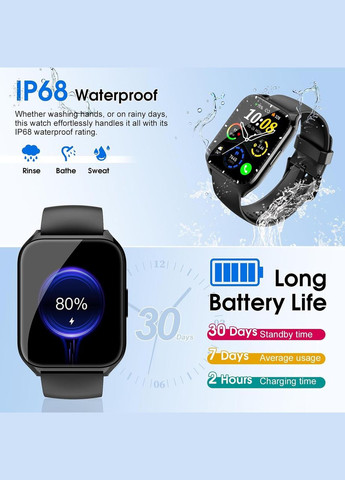 УЦІНКА! Cмарт годинник DUSONLAP, 1,85-дюймовий Smartwatch з набором/відповіддю дзвінків, пульсометром/SPo2/монітором сну, IP68 Smart Watch (323135501)