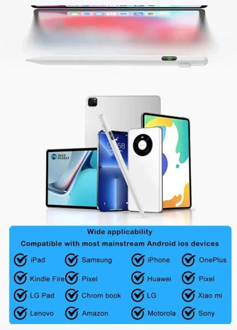 Універсальний стілус для планшета, телефона, з цифровим дисплеєм. Для Android, IOS, Windows. Чорний No Brand (306530242)