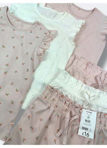 Комбинированный демисезонный комплект: футболка+шорты printed frill/white polka dots, размер George 6984~01