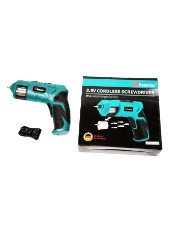 Акумуляторна викрутка 10382 3.6V з 6 бітами та патроном HEX 1/4 Blue (3_07875) Domotec (395882218)