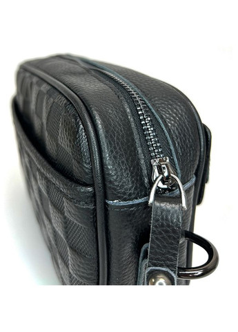 Чорна чоловіча маленька горизонтальна шкіряна сумка через плече з тисненням No Brand (292404332)