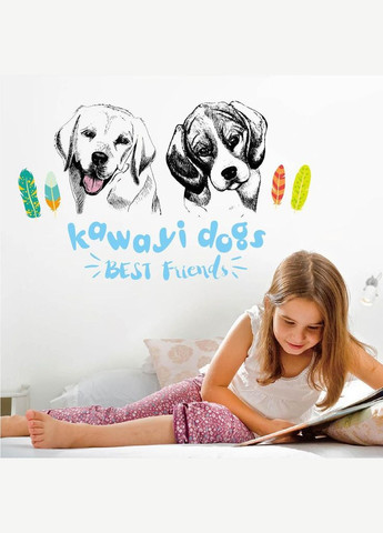 Наклейка інтер'єрна на стіну Цуценята 60х100 см (XL7228) Green Life (322301223)