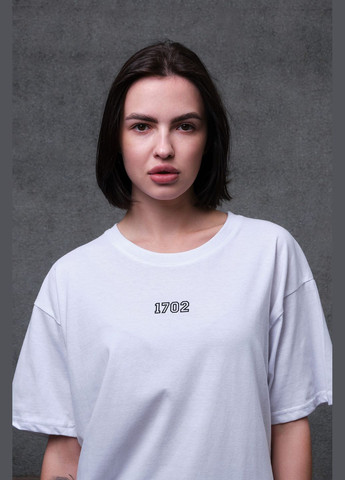Белая летняя женская оверсайз футболка с принтом 1702 white Without