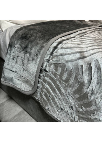 Теплое покрывало на кровать акриловое 200x230 см графитового цвета. No Brand (367912410)