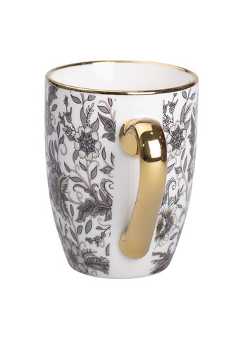 Керамічна чашка 400 мл із золотим обідком і золотою ручкою Сіра RX-N240665G Liling Rongxiang Ceramic (357204238)