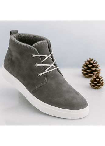 Серые зимние мужские зимние ботинки lux 6500 серые замшевые с шерстью дезерты Kindzer