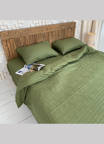 КПБ євро мікро страйп сатин "Олива" (200х210, 70х70) Glav Textile (297365366)