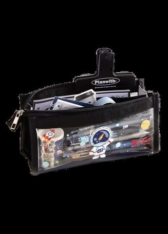 Пенал школьный, Косметичка. 6 отделений 250*100*70 мм Черный No Brand (302243456)