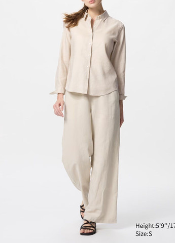 Оранжевая рубашка однотонная Uniqlo