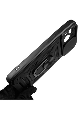 Чехол для iPhone 13 бронированный с кольцом со шторкой на айфон 13 чёрный rg1 Apple (366230628)