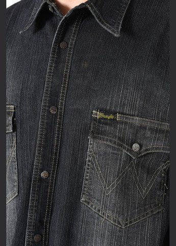 Сорочка чоловіча батальна джинсова чорного кольору Let's Shop (281352733)