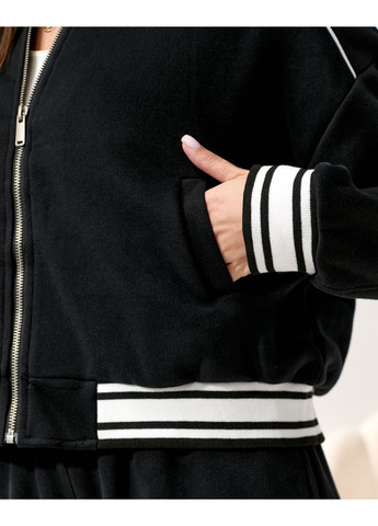 Стильний жіночий спортивно-повсякденний костюм чорний DH (371401902)