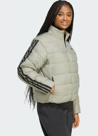 Зеленая демисезонная куртка essentials climawarm 3-stripes synthetic down adidas