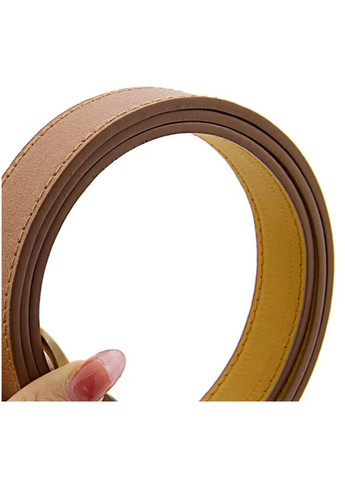 Жіночий ремінь PU шкіра світло-коричневий 105 см, вузький пояс для джинсів і суконь з золотою пряжкою No Brand (362682271)