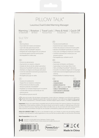 Вибромассажер 2в1 - Sultry Pink, классический массажер и вибратор с ротацией, подогрев Pillow Talk (335389185)