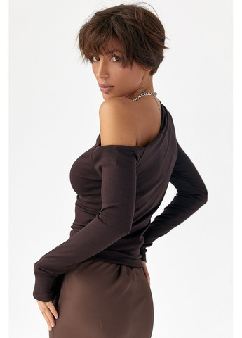 Обтягуючий лонгслів з відкритим плечем Lurex (362622490)