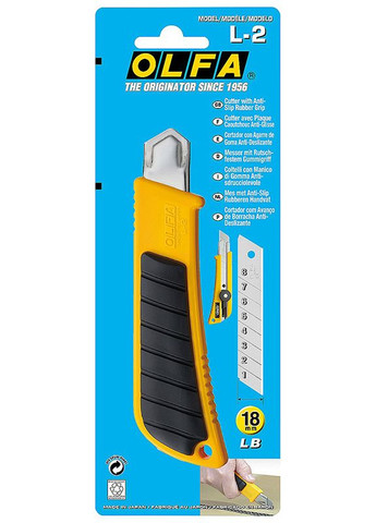 Нож L-2 механизм фиксации лезвия с колесиком дозирующее усилие зажима ручка из ABS пластика с резиновой накладкой (16142) Olfa (317755262)