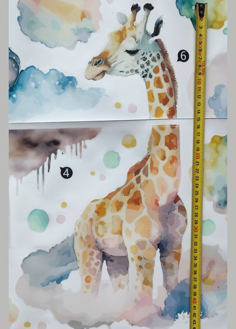 Виниловые наклейки Лев слон жираф в облаках (лист 60 х 90 см) Б501 No Brand (304292123)