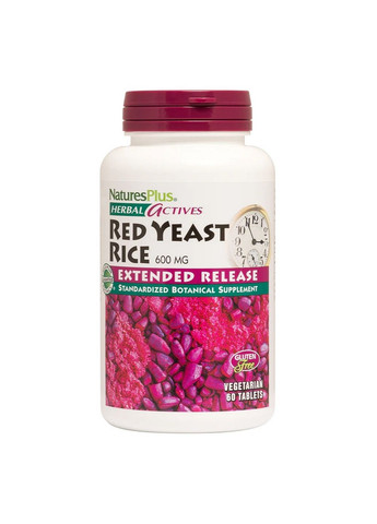 Натуральна добавка Herbal Actives Red Yeast Rice 600 mg, 60 таблеток Natures Plus (293482297)