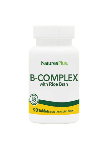 Витамины и минералы B-Complex with Rice Bran, 90 таблеток Natures Plus (293478297)