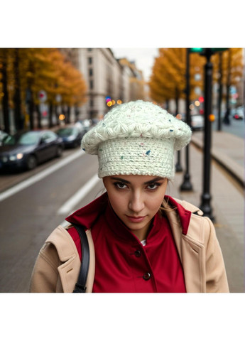Вязаная шапка "Рио" для женщин кремовый, эксклюзивный дизайн от, 50-58 см PRIGRIZ (369165142)