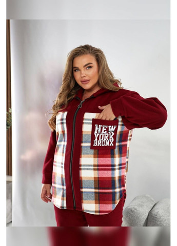 Флісовий жіночий костюм бордо великий розмір з клітинкою демісезон Bonita Спортивний костюм (361019528)