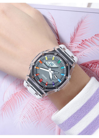 Годинник 2100WTGY White-Grey кварцовий спортивний для чоловіків і жінок з будильником і таймером ProDobro (367267301)