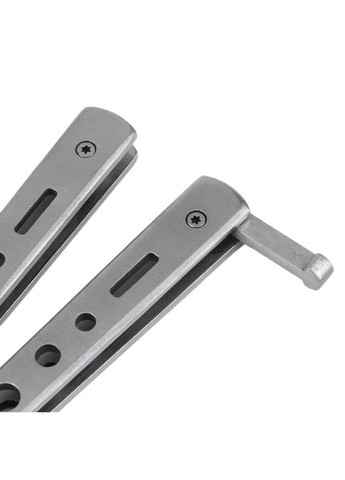 Нож бабочка тренировочный расческа, тупой (не острый), балисонг для флиппинга silver Benchmade (370770712)