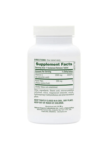 Вітаміни та мінерали Ultra-C 2000 Sustained Release, 60 таблеток Natures Plus (294930131)