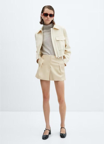 Шкіряні шорти бежеві штучна шкіра Mango (322301242)