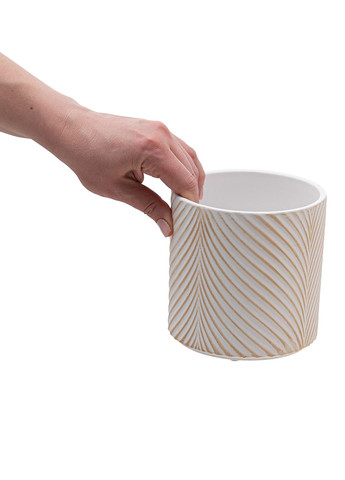 Набор кашпо для цветов elemi Листок керамические 1,3 л 2,3 л 4,3 л бежевые Мамин Посуд (347640171)