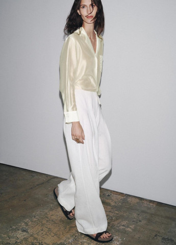 Светло-жёлтая рубашка collection с вышивкой в стиле loewe Zara