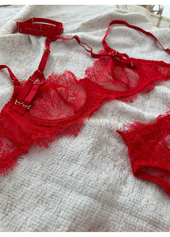 Червоний балконет комплект жіночої білизни | ніжний мереживний, червоне спокушання Vital-Textile з кісточками поліестер, еластан