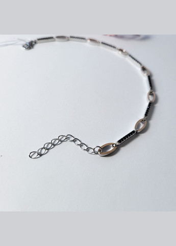 Срібний браслет на руку 17-20.5 см із Чорними каменями із золотою пластиною срібло 925 проби 1008 6.12г Nobrand (363969344)