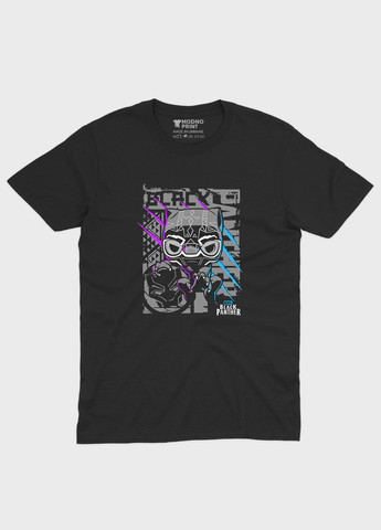 Чорна демісезонна футболка для дівчинки з принтом супергероя - чорна пантера (ts001-1-gl-006-027-002-g) Modno