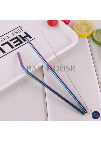 Набір металевих трубочок для пиття Bar House 🌈 (8 трубочок + 2 щіточки) — багаторазові, екологічні, нержавіюча сталь, райдужні No Brand (366215205)