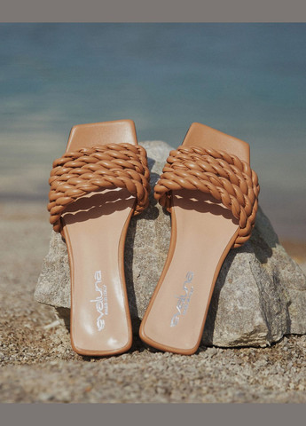 Коричневые шлепанцы, цвет коричневый Evaluna