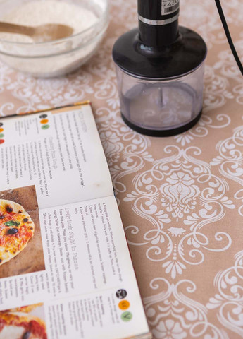 Скатертина бавовняна "Вензель" (бежевий) 2.2м х 1.5м (розкладний стіл) Homedec - (352767922)