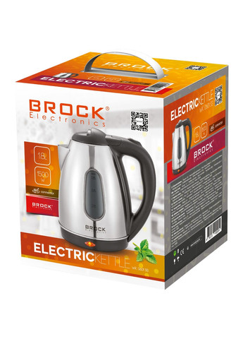 Електрочайник WK 0601 SS 1500Вт/ 1.8л/ потрійна система безпеки/ BROCK (314748748)