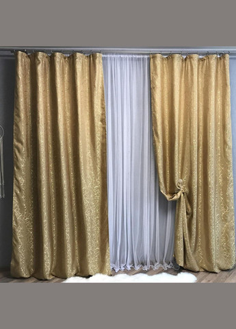 Набір штори для спальні Золотистий жакард 300x270 см (Е101108B-32) No Brand (306633715)