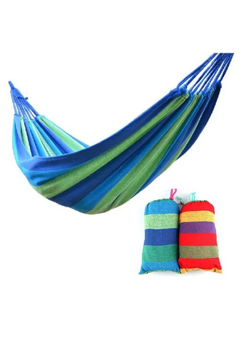 Гамак подвесной мексиканский хлопковый с чехлом 280*80 см Синее-зеленый No Brand (301649267)
