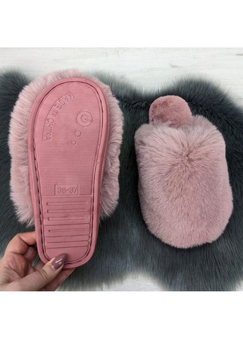 Пудровые тапочки меховые женские закрытые Lion