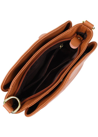 Стильна жіноча сумка на три відділення з натуральної шкіри 22975 Рудий Vintage (357495043)