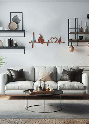 Современная картина на кухню, декор для комнаты "Кофе для любимой", минималистичный стиль 60х25 см Woodyard (291842149)