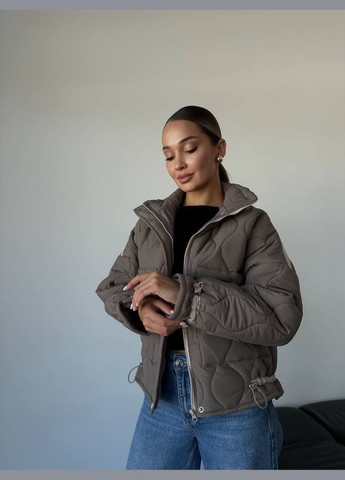 Сіро-коричнева демісезонна жіноча куртка No Brand