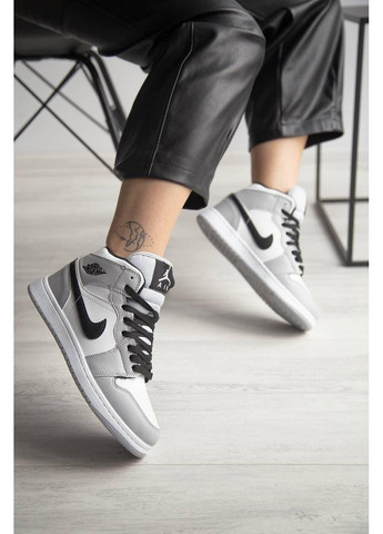 Серые зимние кроссовки мужские nike air jordan 1 grey fur 2.0 найк аир джордан No Brand